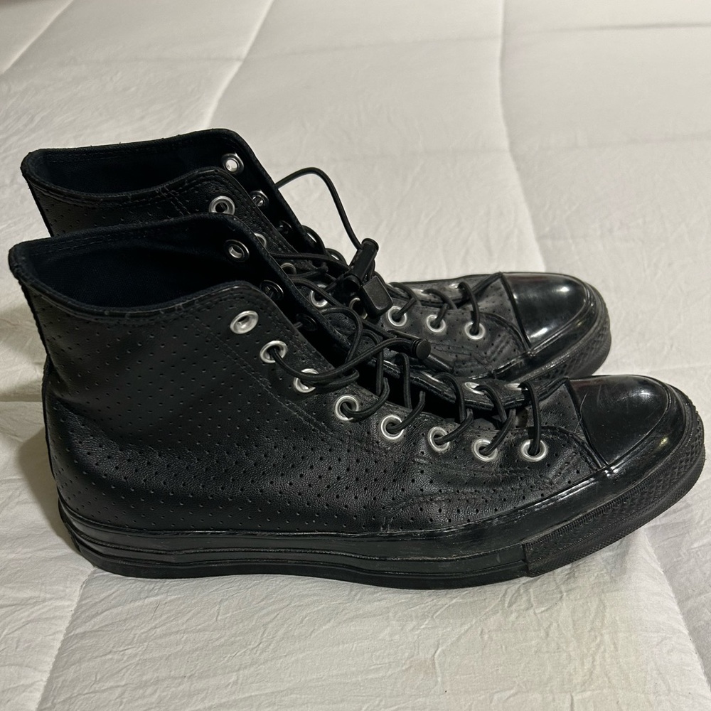 Converse John Varvatoes black leather high-top sneakers men’s 9 women’s 11